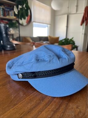 Straight to Hell - Light Blue Captain-Style Cap with Black Braid